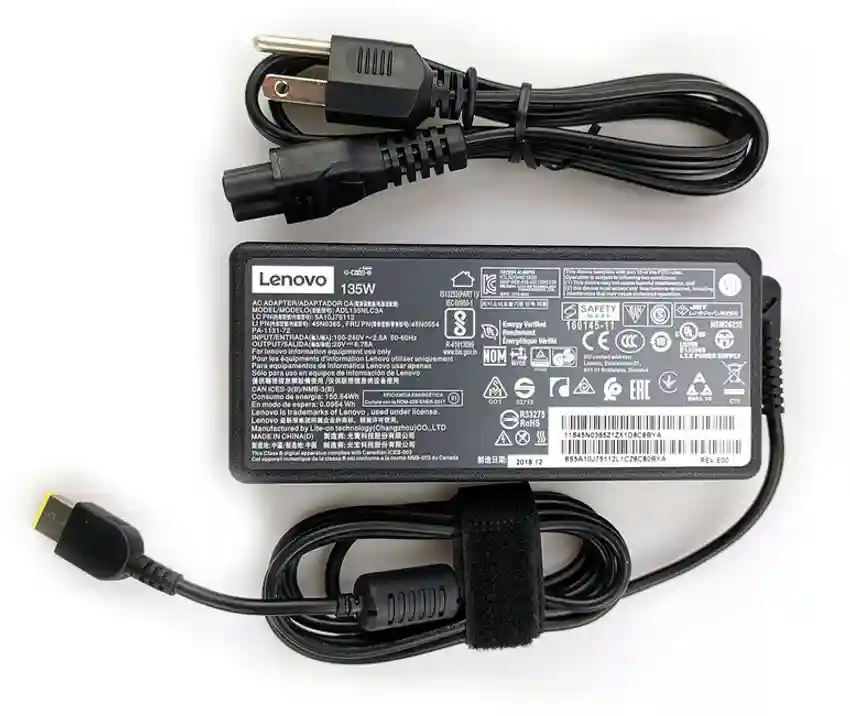 Lenovo 888015030 135W Laptop Adapter/Charger with Power Cord for Select Models of Lenovo (Slim Tip Rectangular pin)-- MPN: Lenovo 135W USB