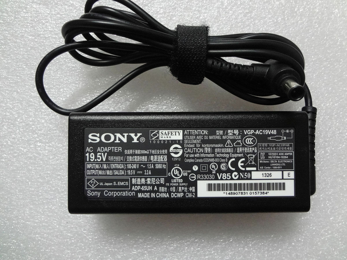 65W 19.5V 3.3A (6.5mm*4.4mm) Laptop AC Charger for Sony VPCCW13FX, SVF15A1M2EB-- MPN: SONY 65W Charger